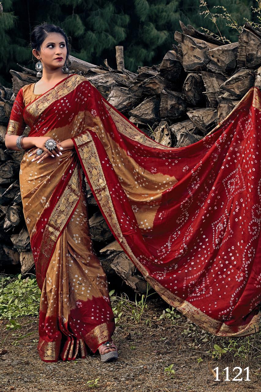 Silver Bandhej Latest Fancy Designer Festive Wear Saree Collection 
